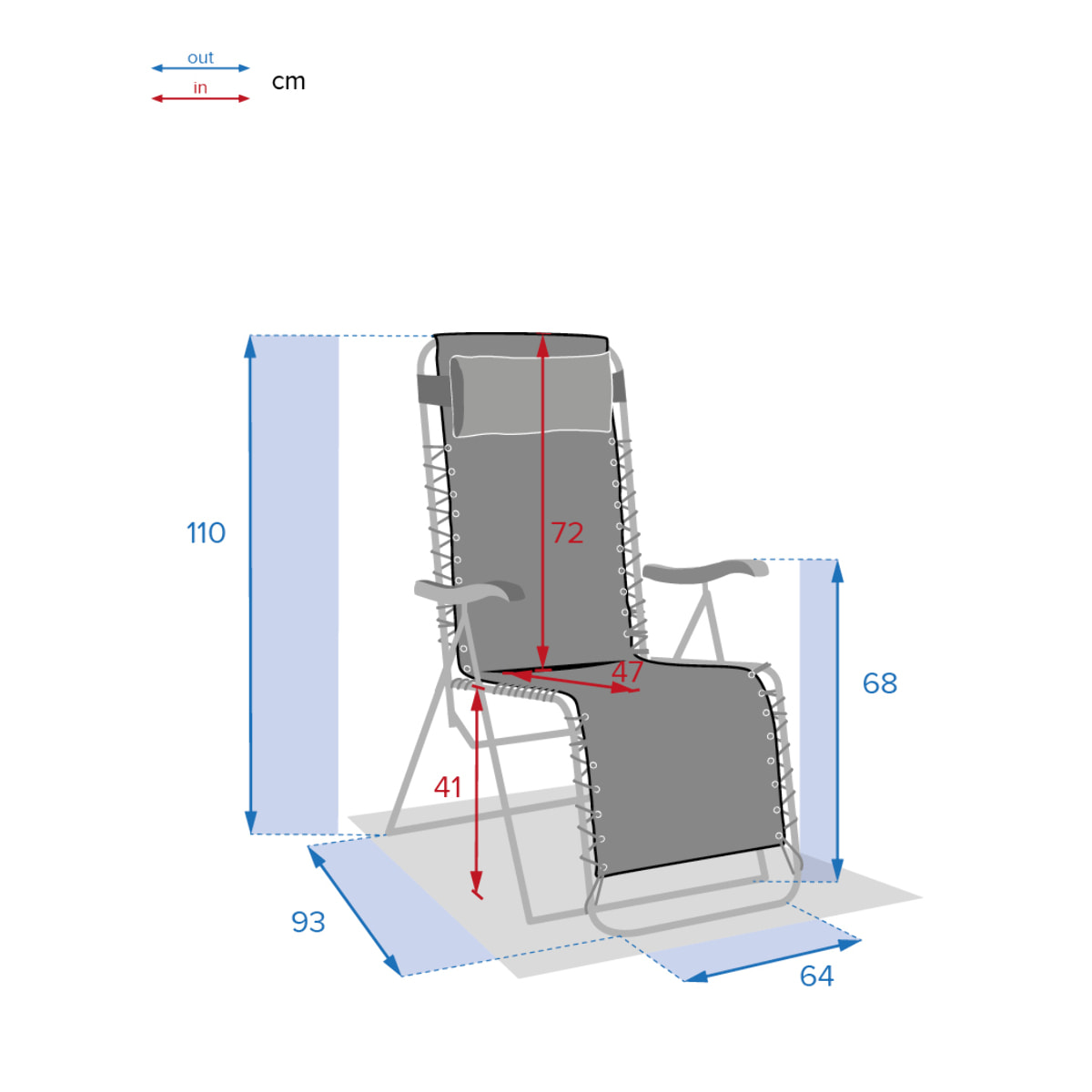 Fauteuil relax de jardin "Silos" bleu canard en acier traité époxy