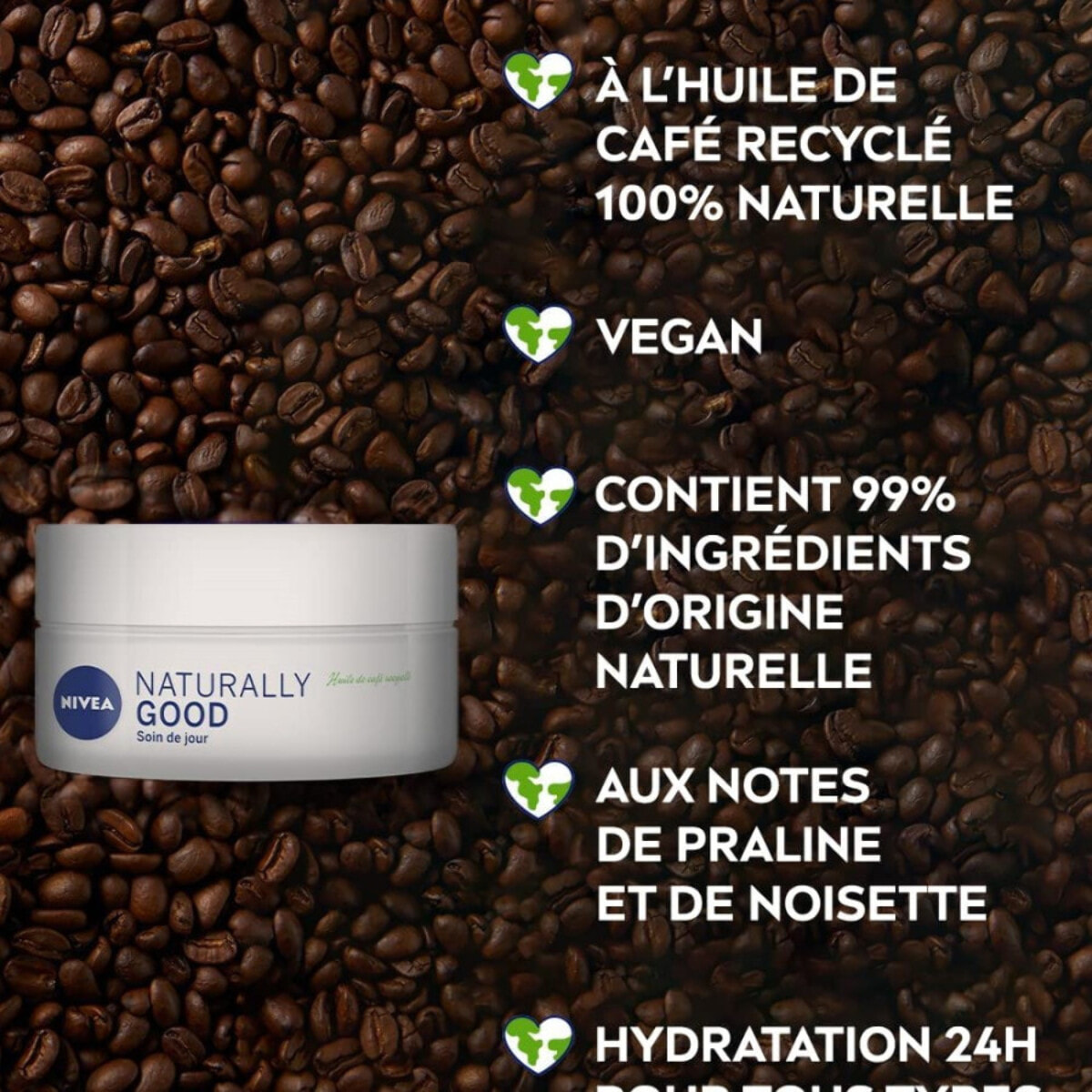 PACK DE 2 - NIVEA - Soin Jour Huile de Café Recyclé Naturally Tous Types de Peaux 2X50ml