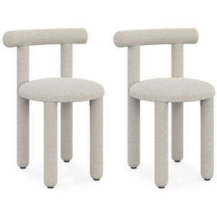 Chaises Rania tissu bouclette crème - lot de 2