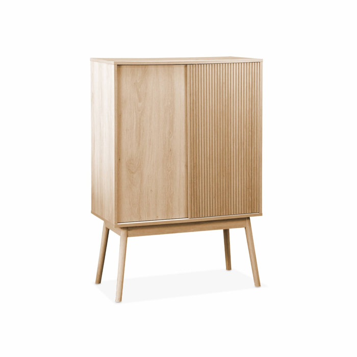 Meuble range-bouteilles portes coulissantes. buffet haut. vaisselier. L 80 x l 39.5 x H 120cm - Linear