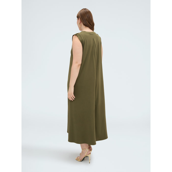 Fiorella Rubino - Vestito lungo con scollo a V - Verde militare