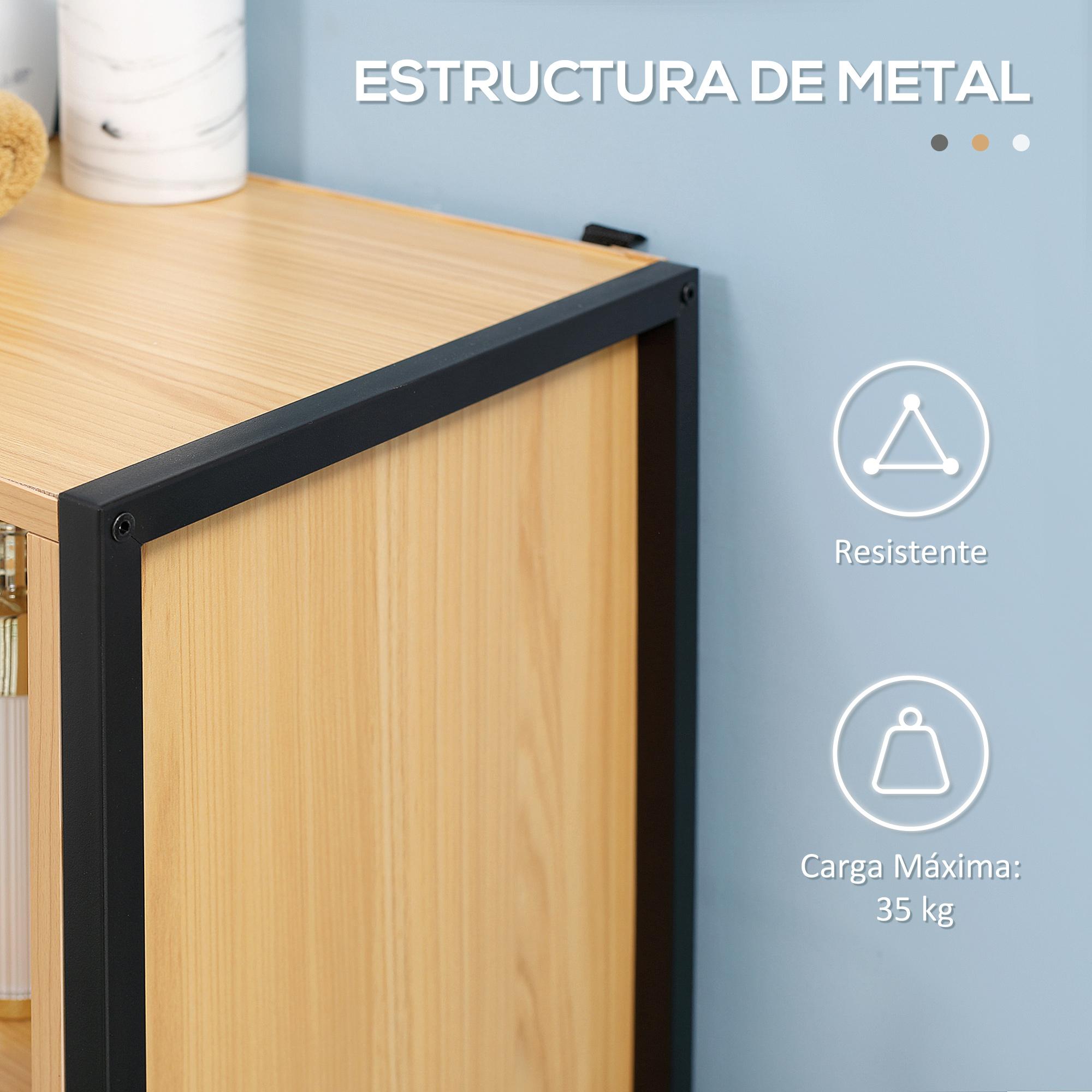 Armario Auxiliar de Baño con 1 Puerta y 3 Estantes Abiertos Mueble Auxiliar de Baño para Salón Aseo Dormitorio Estilo Industrial 60x28x80 cm Roble