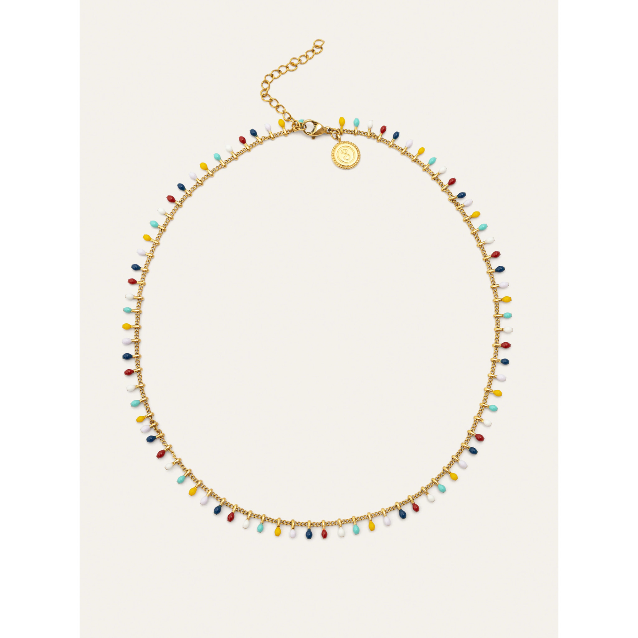 Collar Swing Dots Colors Enamel Acero Baño Oro