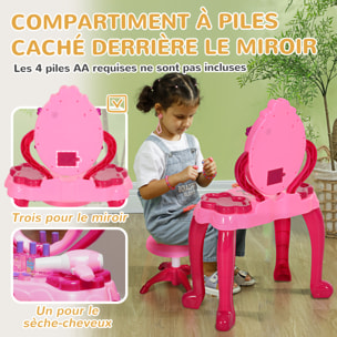 Ensemble coiffeuse tabouret enfant design - nombreux accessoires - effets lumineux sonores - rose