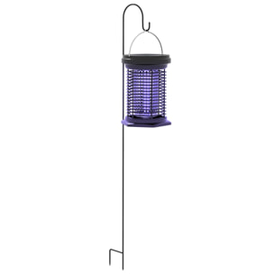 Lámpara Antimosquitos Eléctrico 2 en 1 9W Mata Mosquitos Eléctrico con Luces LED UV Recargable Solar USB y Soporte Efecto 30 m² para Jardín Terraza Patio Negro