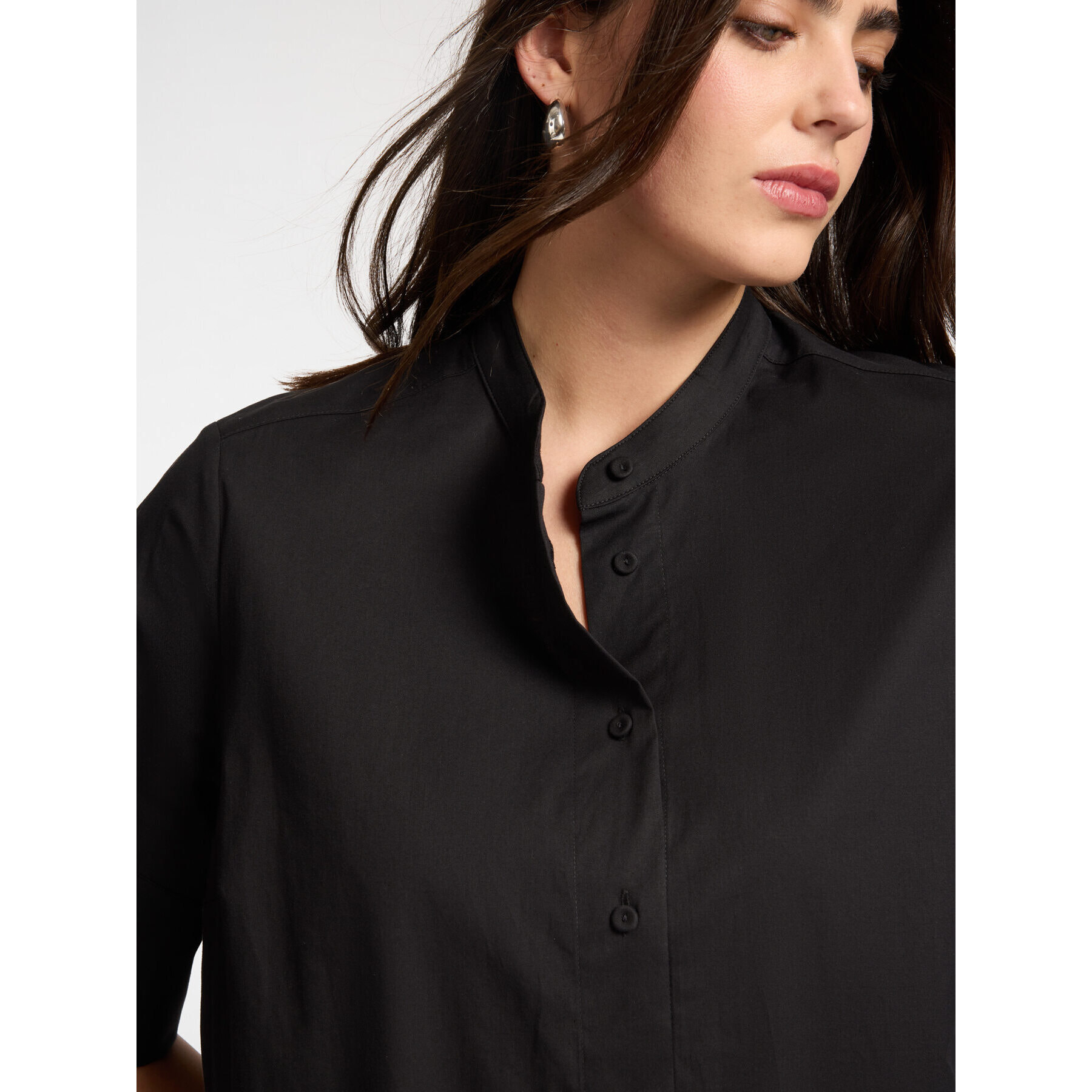 Elena Mirò - Camicia con collo alla coreana - Nero