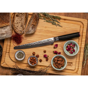 Coltello da pane seghettato | acciaio damasco | L: 20 cm