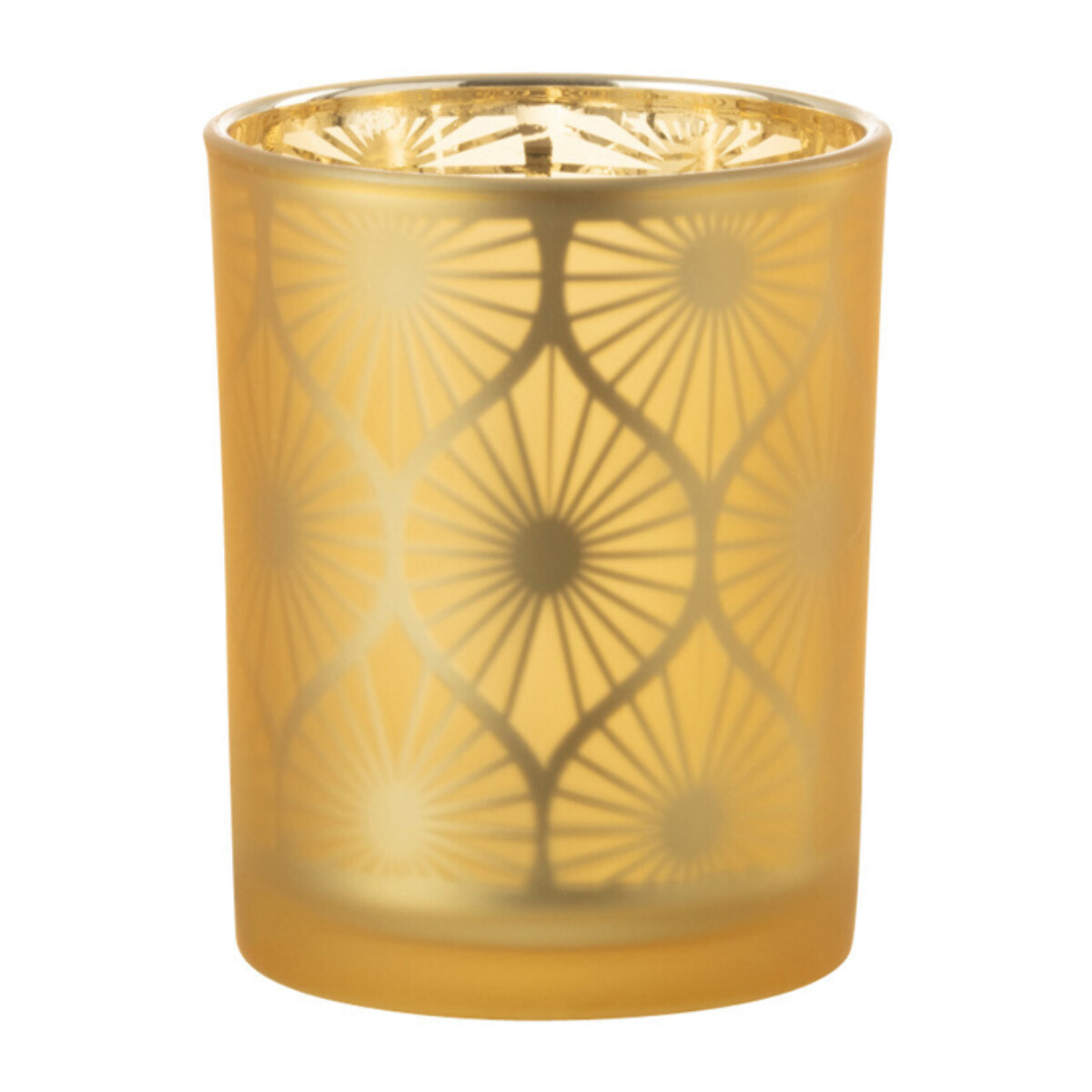 J-Line photophore Losange Fleurs - verre - jaune - medium - 2 pcs