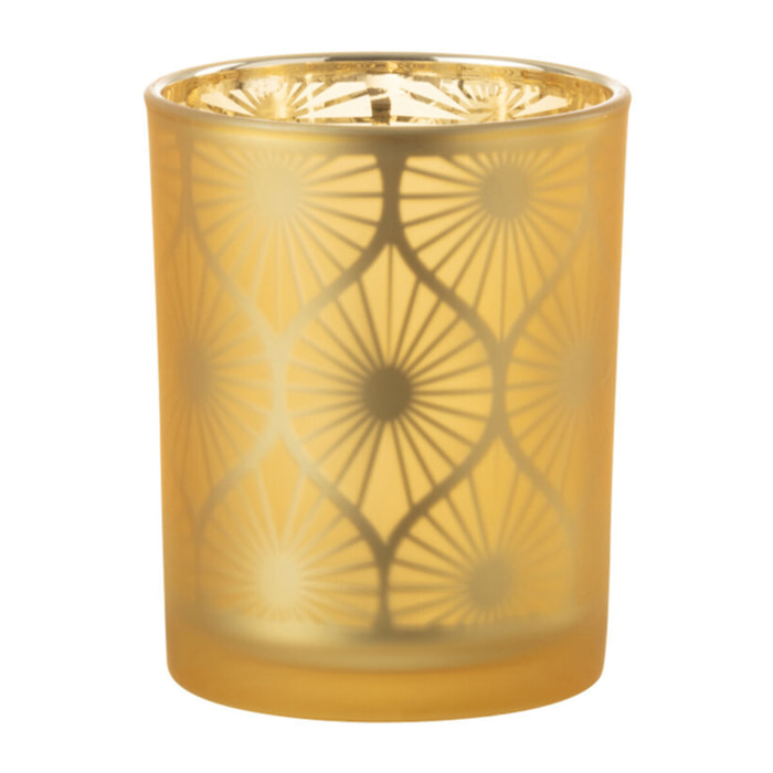 J-Line photophore Losange Fleurs - verre - jaune - medium - 2 pcs