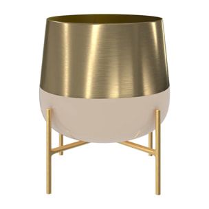 Cache-pot en métal rose clair et laiton - Moose