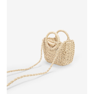 Bolso de esparto beige tipo canasto