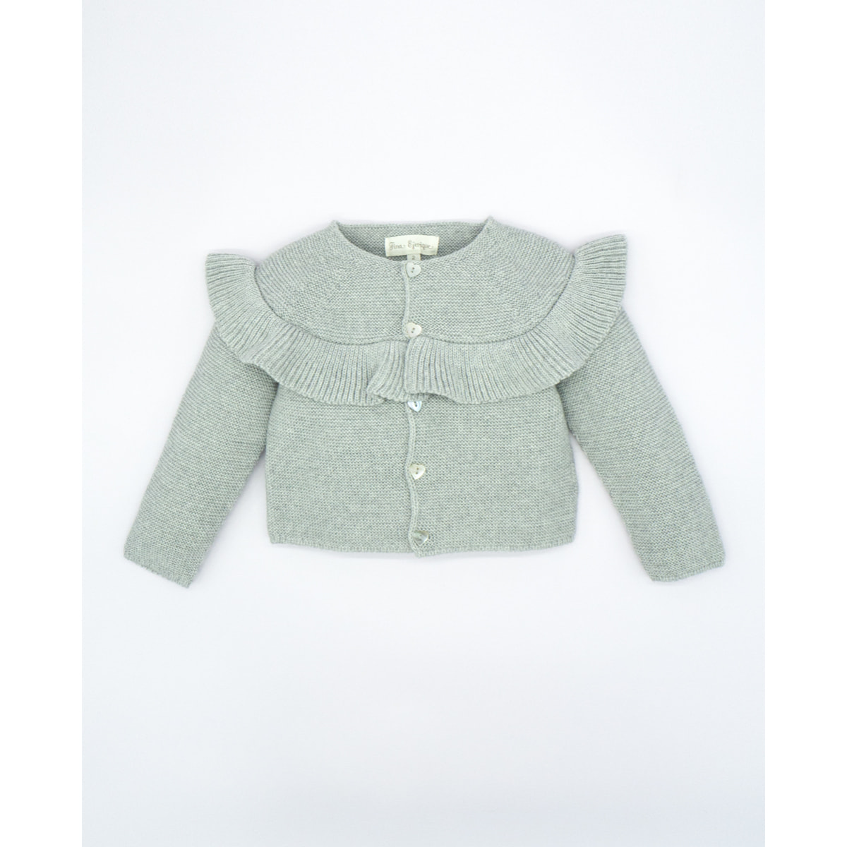 CHAQUETA VOLANTE BOTONES CORAZÓN GRIS
