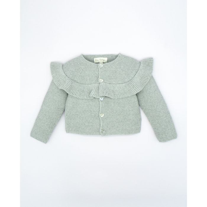 CHAQUETA VOLANTE BOTONES CORAZÓN GRIS
