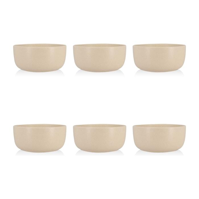 Lot de 6 assiettes creuses beige en grès 15cm ARITA