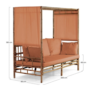 Letto a baldacchino da esterno cuscineria terra inclusa 200x190h in bamboo