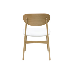 Chaises design blanc et bois clair chêne massif (lot de 2) VICKY