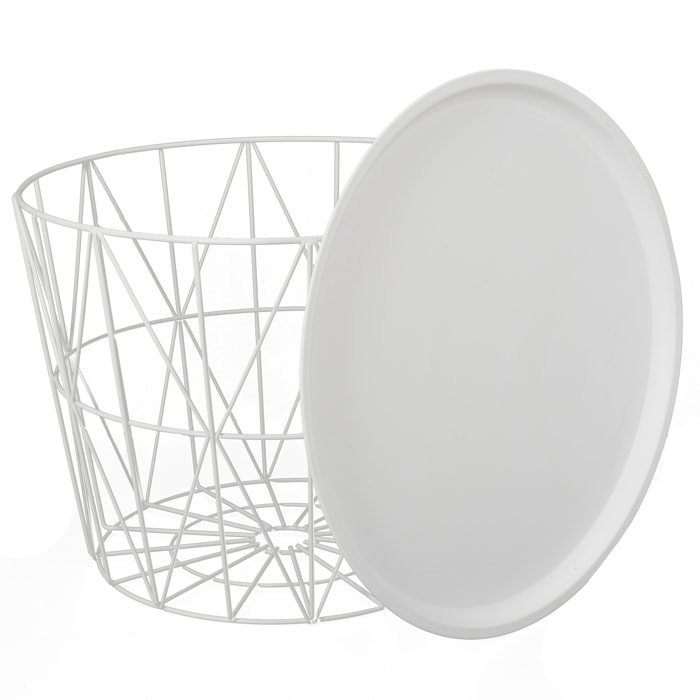 Table Filaire Metal Blanc Diametre 50cm
