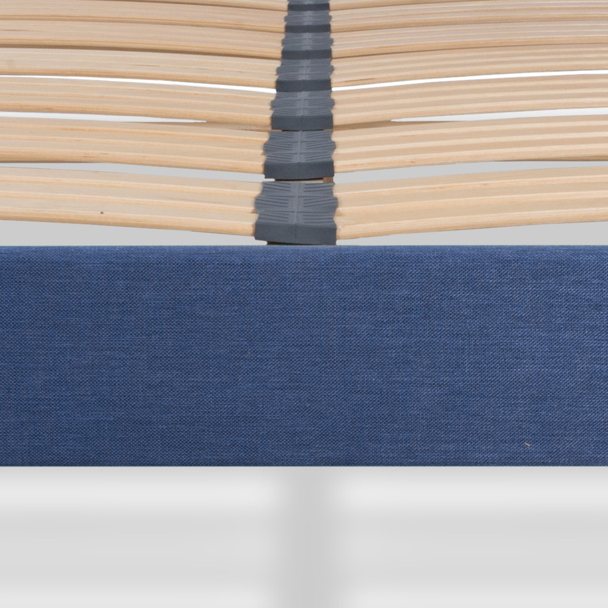 Sommier Lumière Technologie Tri-Lattes, tissu bleu marine, Bois Épicéa, H30 cm, Lattes Actives, Aération Optimale