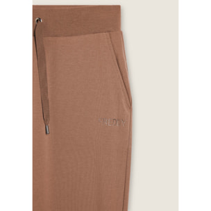 Pantaloni sportivi da donna con fondo dritto e logo strass