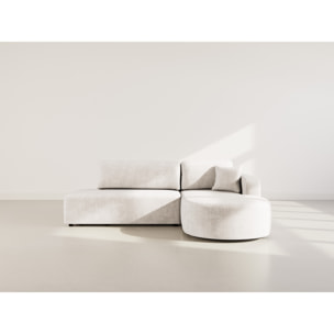 Miro - Canapé d'angle droit 4 places convertible avec coffre en velours texturé - Beige