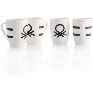 Set 4p mugs  logo estampado negro  benetton