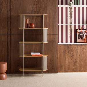 Etagère bibliothèque métal courbé et décor bois 5 niveaux MOLTO