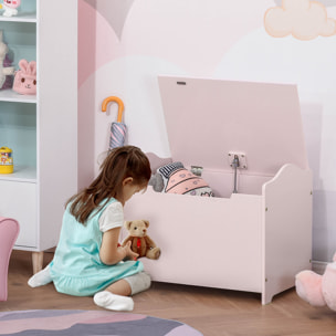 Coffre malle de rangement coffre à jouets dim. 60L x 40l x 48H cm vérin pneumatique MDF rose