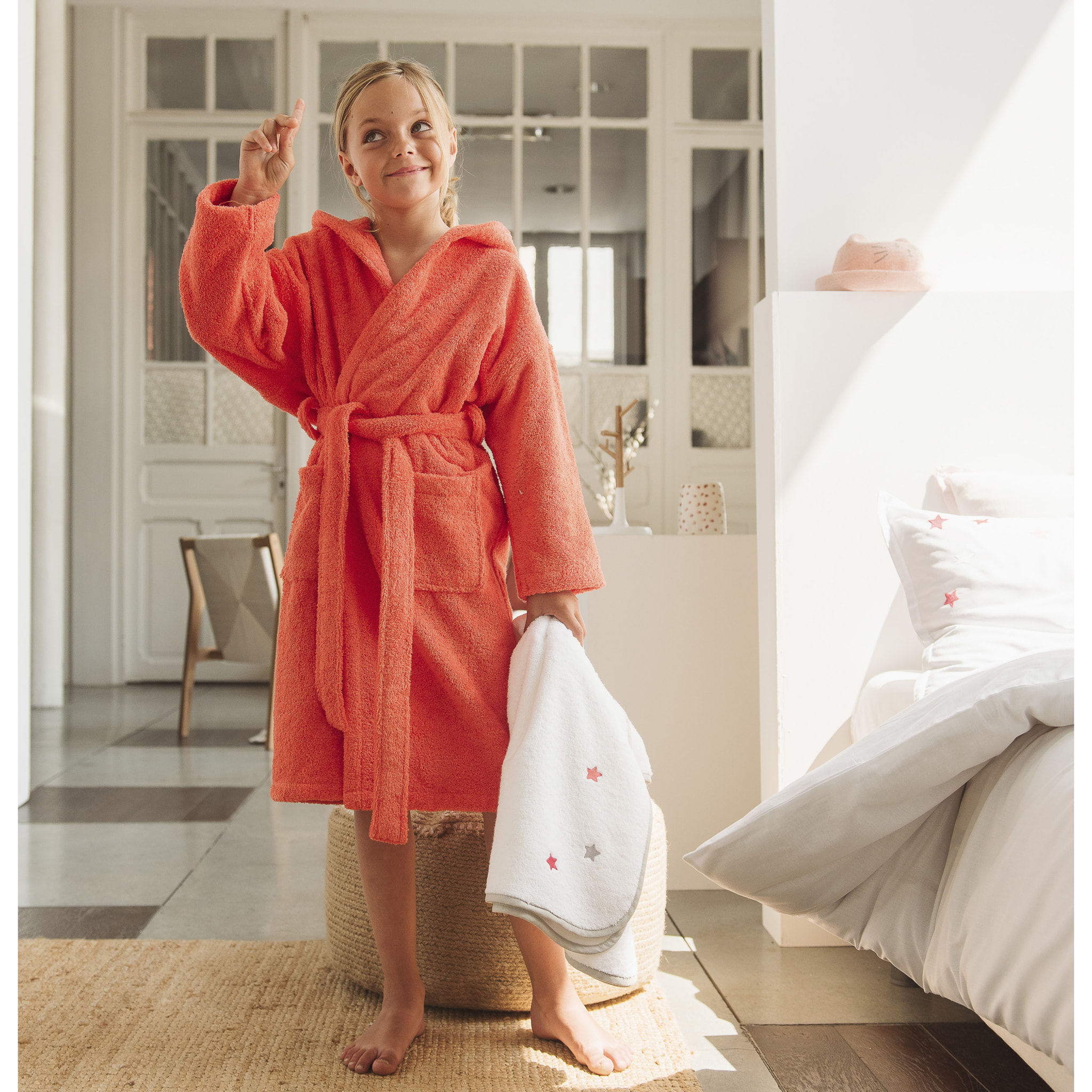 Peignoir à capuche enfant 100% coton peigné, TOUT SIMPLEMENT BAIN