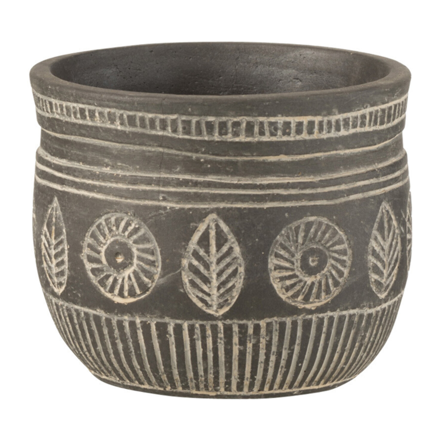 J-Line cache-pot Fresque - ciment - gris - small -  2 pièces - Ø 13 cm