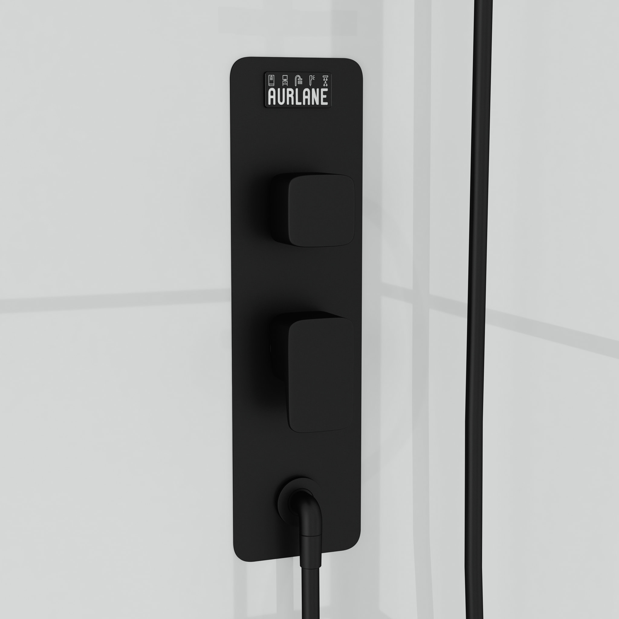 Cabine de douche Carrée 80x80x213 cm - Porte pivotante - Fond Blanc et Profilés Noir Mat - RUBIQ