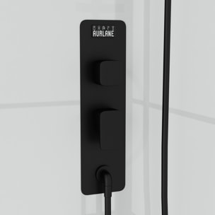 Cabine de douche Carrée 80x80x213 cm - Porte pivotante - Fond Blanc et Profilés Noir Mat - RUBIQ