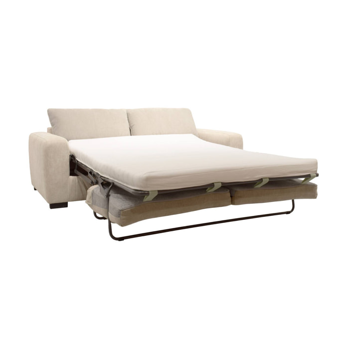 Canapé lit convertible 3 places tissu chenille avec matelas 10cm - Fabriqué en France NIDO