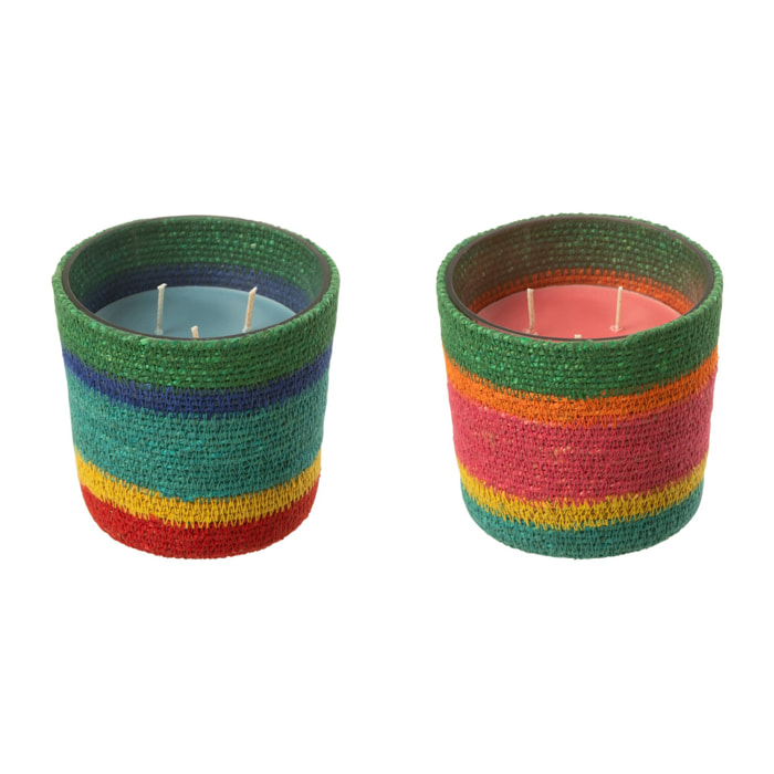 J-Line bougie parfumée Panier - Woody Aurora - mix - small - 2 pièces - 45H