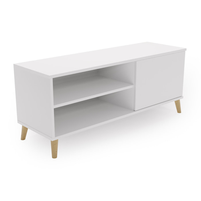 Mobile TV VIVA 110 cm bianco con gambe in legno