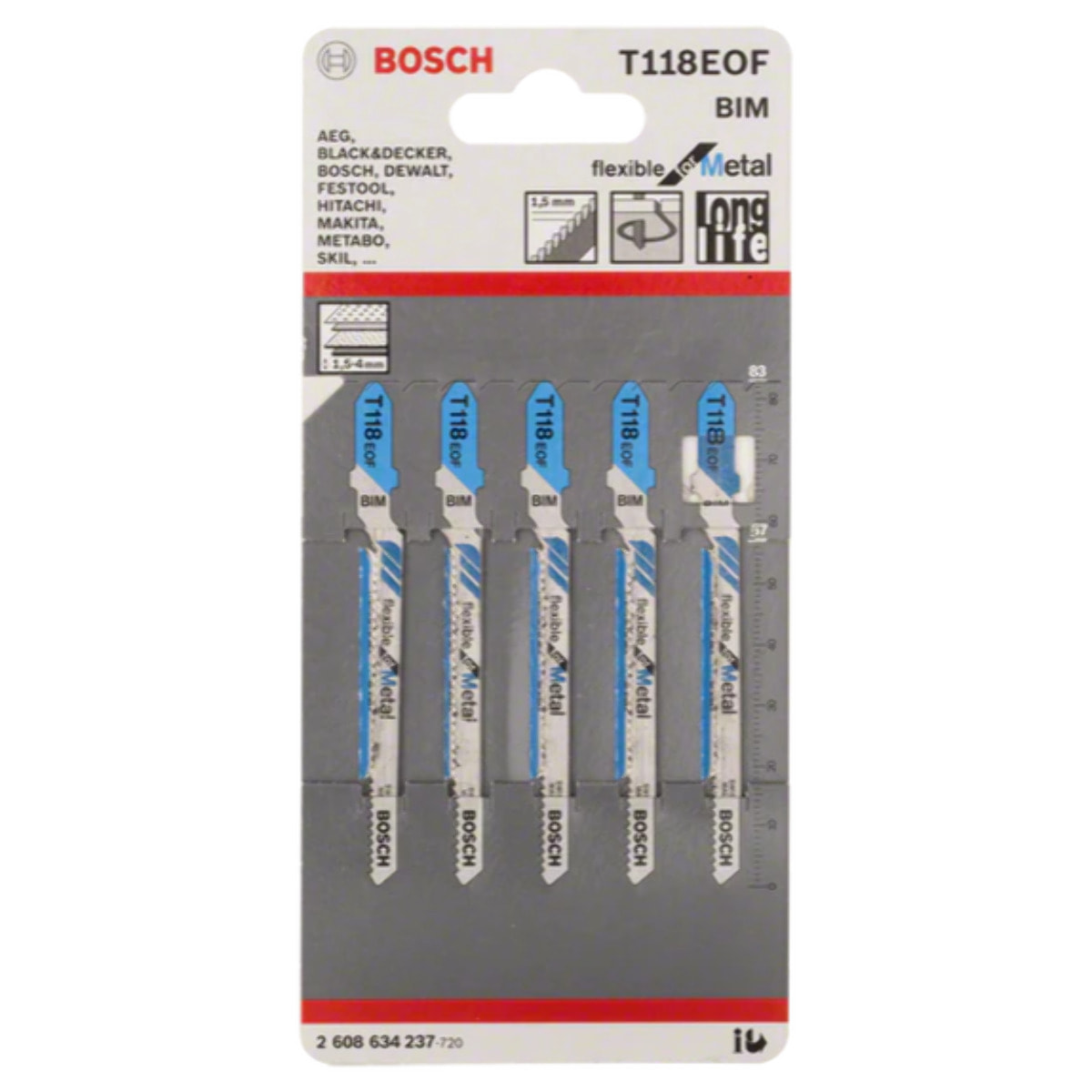 Lame pour scie sauteuse BOSCH T118 EOF BIM - 83 mm - 2608634237