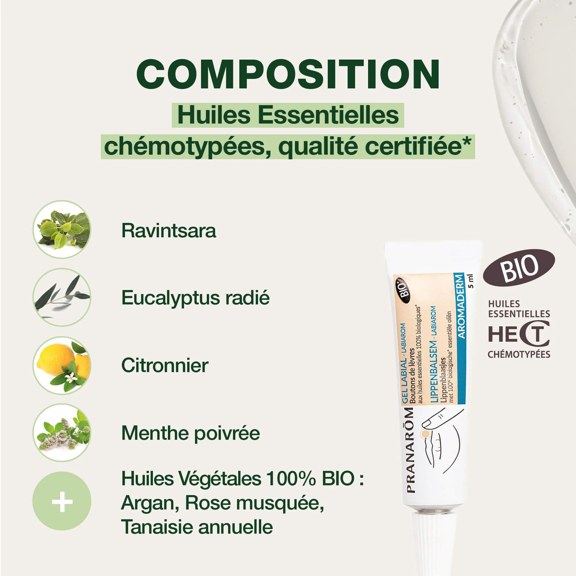 Pranarom - Gel labial pour boutons - Bio - 5 ml