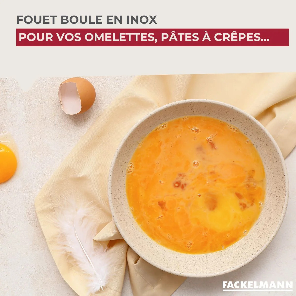 Fouet de cuisine et pâtisserie en inox avec bille 26,5 cm Fackelmann Ovale Limited Edition