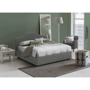 Letto matrimoniale Annunziata, Letto contenitore con rivestimento in tessuto, 100% Made in Italy, Apertura frontale, con materasso Cm 160x190 incluso, Grigio