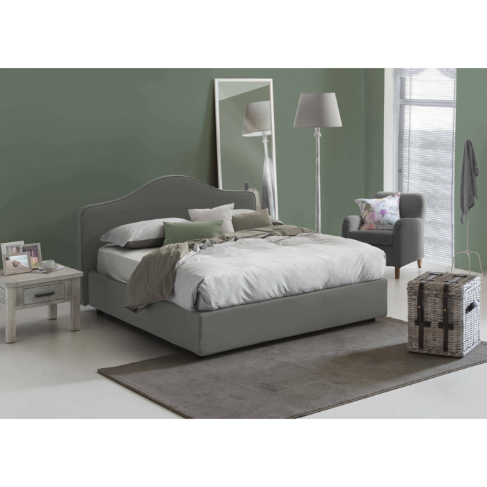 Letto matrimoniale Annunziata, Letto contenitore con rivestimento in tessuto, 100% Made in Italy, Apertura frontale, con materasso Cm 160x190 incluso, Grigio