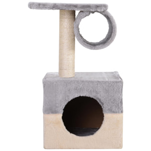 Rascador Árbol para Gatos de Felpa 31x31x58cm Gris y Crema