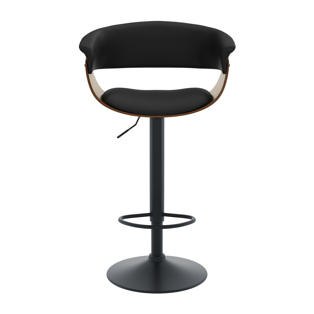 Chaise de bar réglable et pivotante 59/81 cm en cuir synthétique noir - Basile