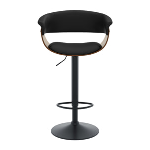Chaise de bar réglable et pivotante 59/81 cm en cuir synthétique noir - Basile