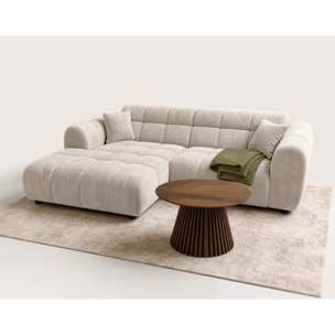 Mini Ray - Canapé d'angle gauche 4 places en tissu texturé - Beige