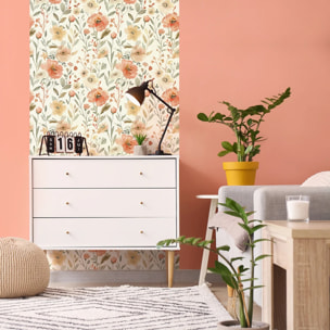 Papier peint - Ambiance Sticker - FLEURS VINTAGE COQUELICOTS - Intissé pré-encollé - 1 - 300x60cm