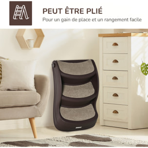 Escalier pour chien animaux pliable 3 marches antidérapant max. 10Kg plastique chocolat
