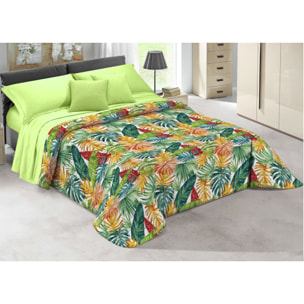 Quilt Trapuntino Piumino Estivo 100gr/mq Microfibra Disegno Summer Fiori Blu D5