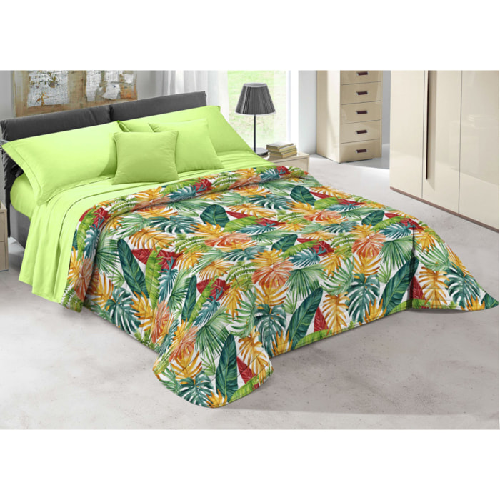 Quilt Trapuntino Piumino Estivo 100gr/mq Microfibra Disegno Summer Fiori Blu D5