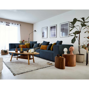 Colombine - canapé modulable d'angle gauche - 6 places - en velours côtelé - Bleu nuit