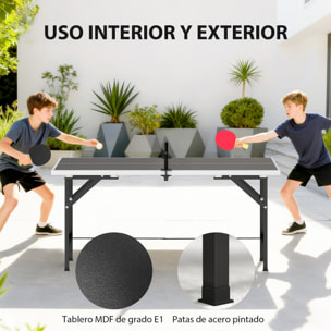 Mini Mesa de Ping Pong Plegable 152x76x70 cm, Mesa de Ping Pong Exterior con Red, 2 Raquetas y 3 Pelotas, Fácil de Transportar, Estable, para Interior y Exterior, Negro