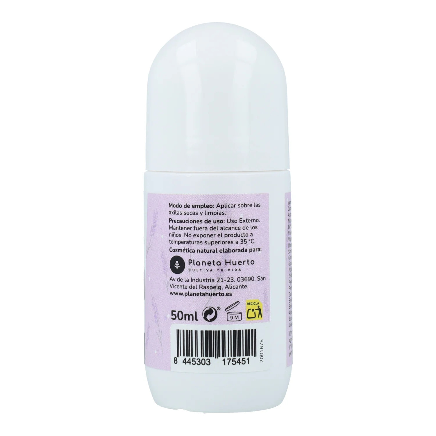 Desodorante natural roll-on Niacinamida y Lavanda Planeta Huerto 50 ml